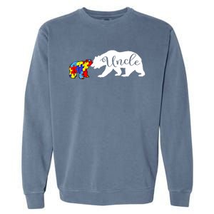 Uncle Bear Autism Awareness Month Cute Gift Puzzle Gift Garment-Dyed Sweatshirt