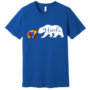 Uncle Bear Autism Awareness Month Cute Gift Puzzle Gift Premium T-Shirt