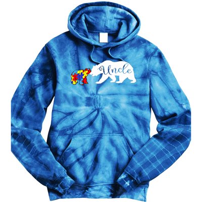 Uncle Bear Autism Awareness Month Cute Gift Puzzle Gift Tie Dye Hoodie