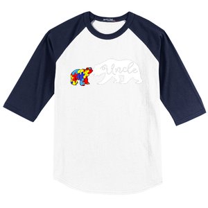 Uncle Bear Autism Awareness Month Cute Gift Puzzle Gift Baseball Sleeve Shirt