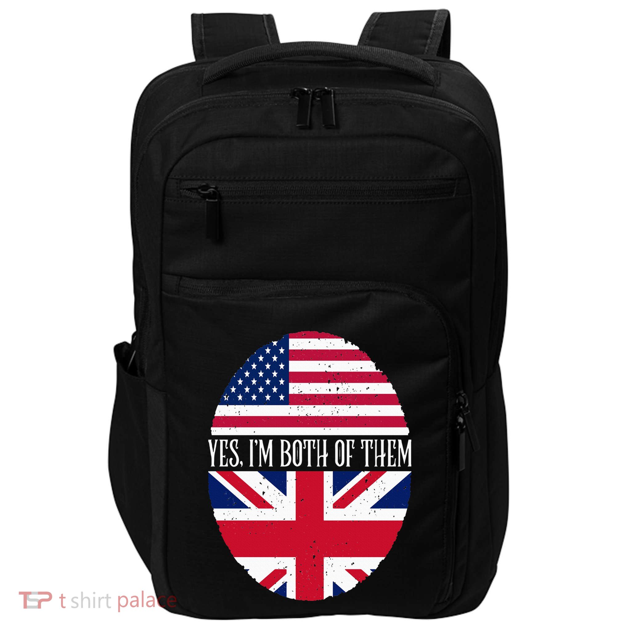 UK British American Flags Yes I'm Both Of Them Impact Tech Backpack