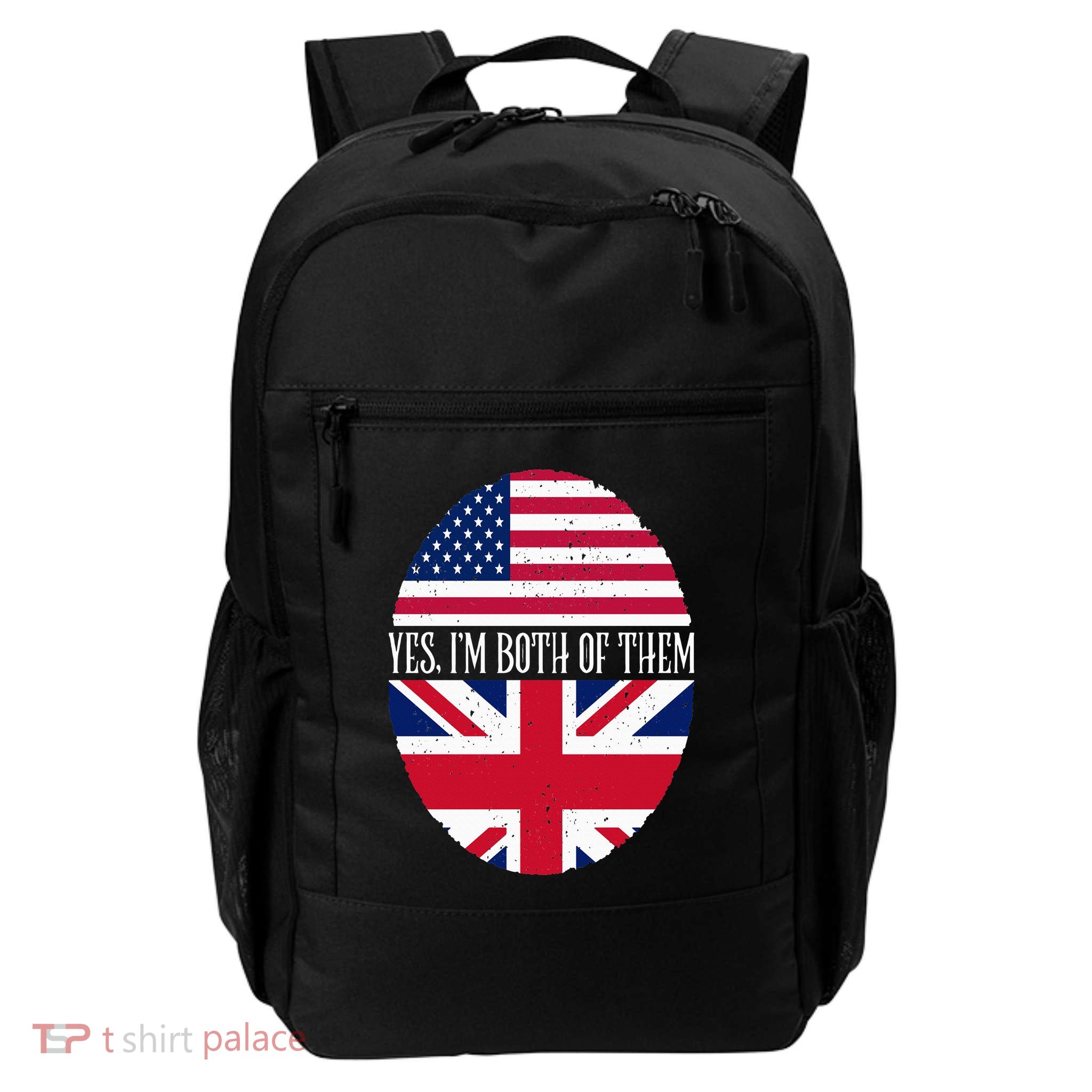 UK British American Flags Yes I'm Both Of Them Backpack
