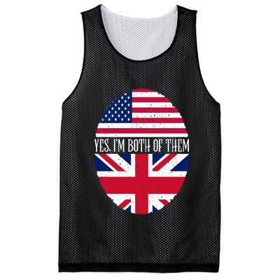 UK British American Flags Yes I'm Both Of Them Mesh Reversible Basketball Jersey Tank