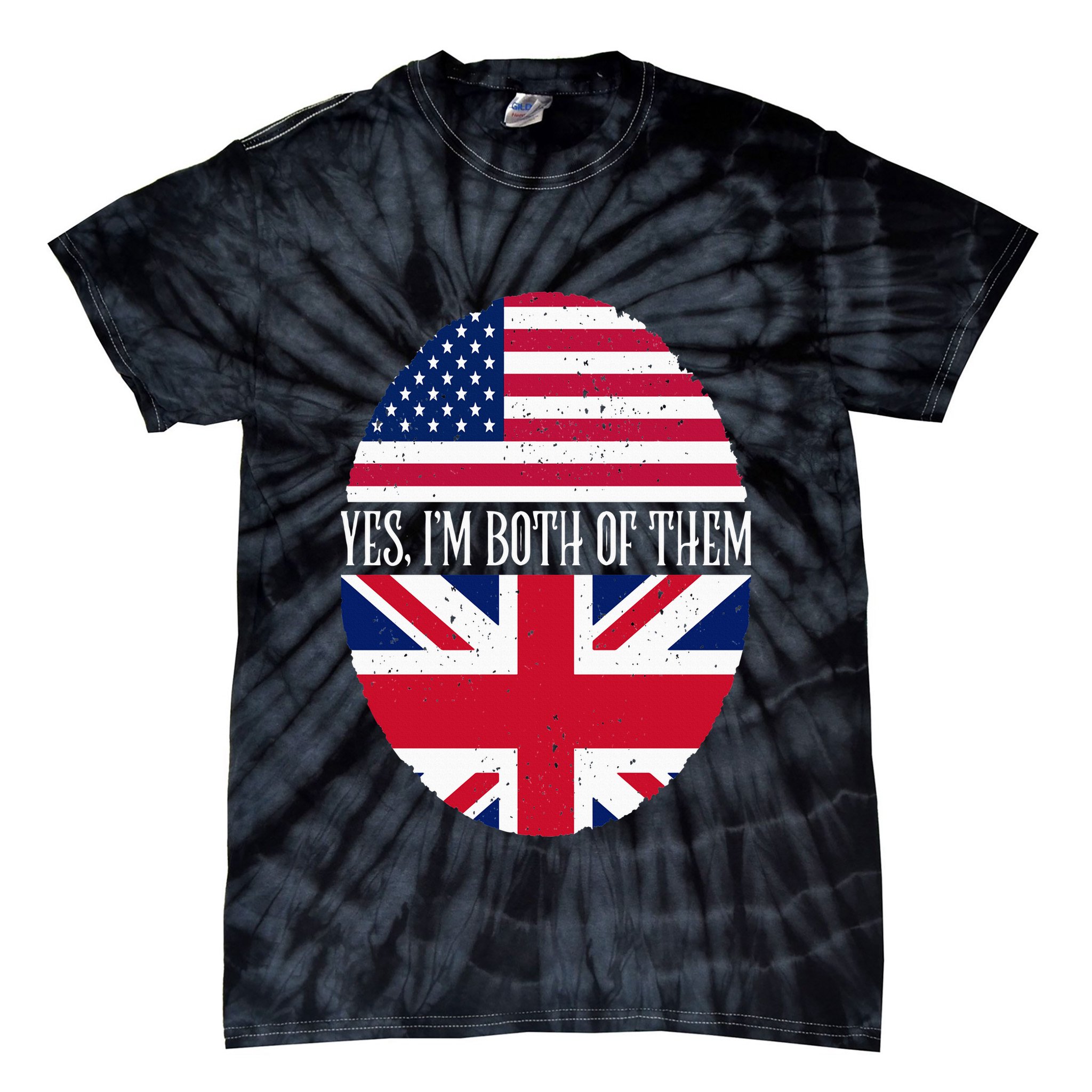 UK British American Flags Yes I'm Both Of Them Tie-Dye T-Shirt