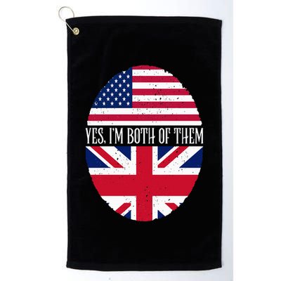 UK British American Flags Yes I'm Both Of Them Golf Towel
