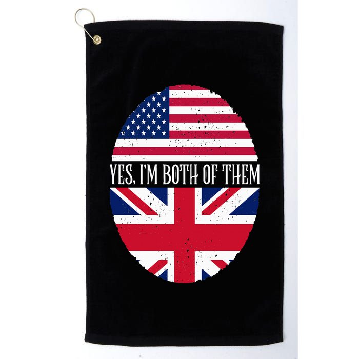 UK British American Flags Yes I'm Both Of Them Golf Towel