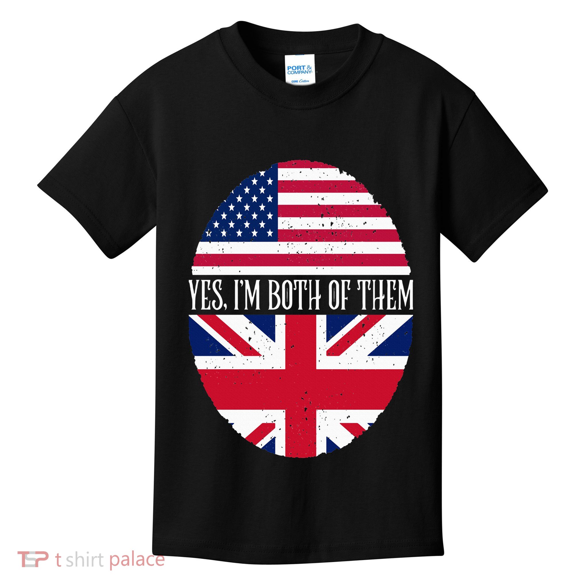UK British American Flags Yes I'm Both Of Them Kids T-Shirt