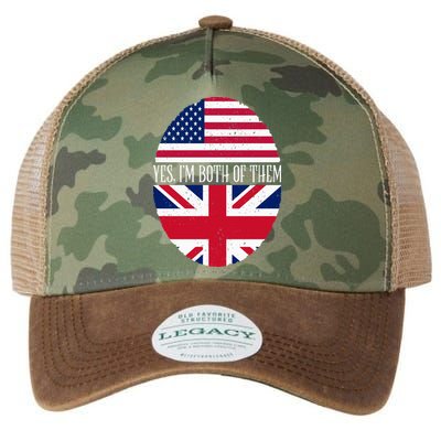 UK British American Flags Yes I'm Both Of Them Legacy Tie Dye Trucker Hat