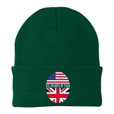 UK British American Flags Yes I'm Both Of Them Knit Cap Winter Beanie