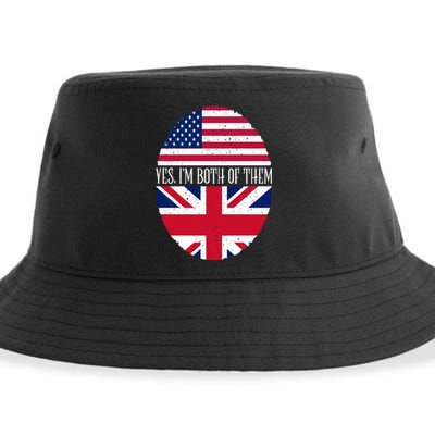 UK British American Flags Yes I'm Both Of Them Sustainable Bucket Hat