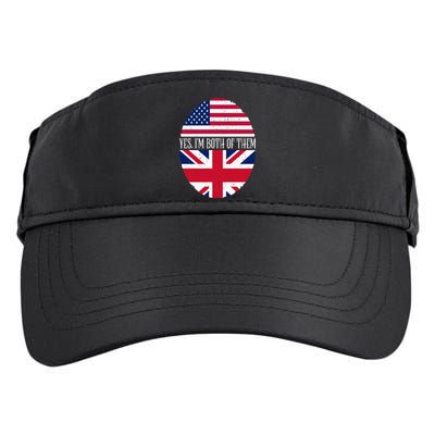 UK British American Flags Yes I'm Both Of Them Adult Drive Performance Visor