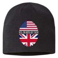 UK British American Flags Yes I'm Both Of Them Sustainable Beanie