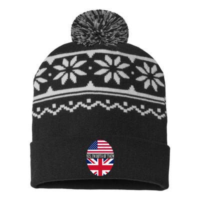 UK British American Flags Yes I'm Both Of Them USA-Made Snowflake Beanie