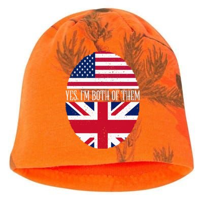 UK British American Flags Yes I'm Both Of Them Kati - Camo Knit Beanie