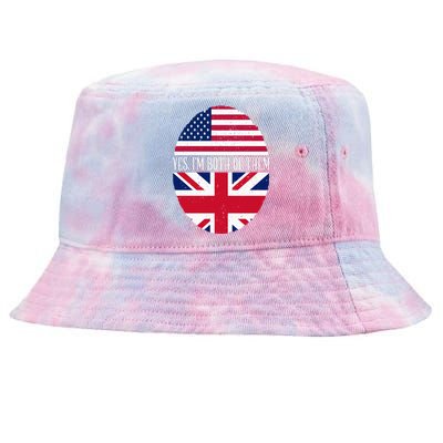 UK British American Flags Yes I'm Both Of Them Tie-Dyed Bucket Hat