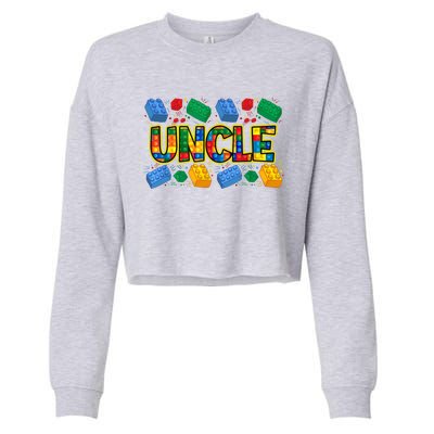 Uncle Brick Builder Funny Uncles Blocks Master Builder Cropped Pullover Crew