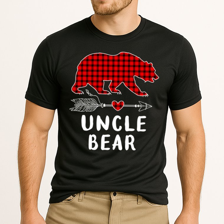 Uncle Bear Christmas Pajama Red Plaid Buffalo Xmas Cooling Performance Crew T-Shirt