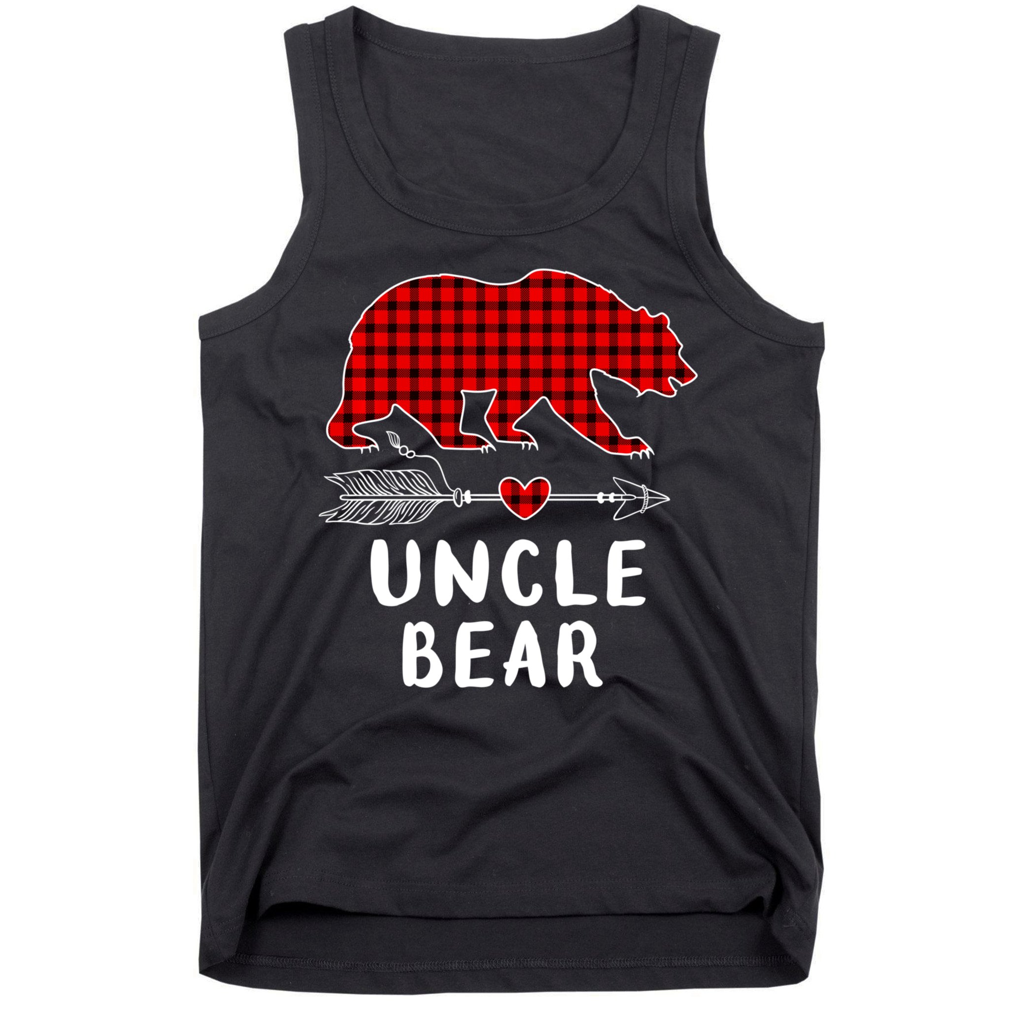 Uncle Bear Christmas Pajama Red Plaid Buffalo Xmas Tank Top