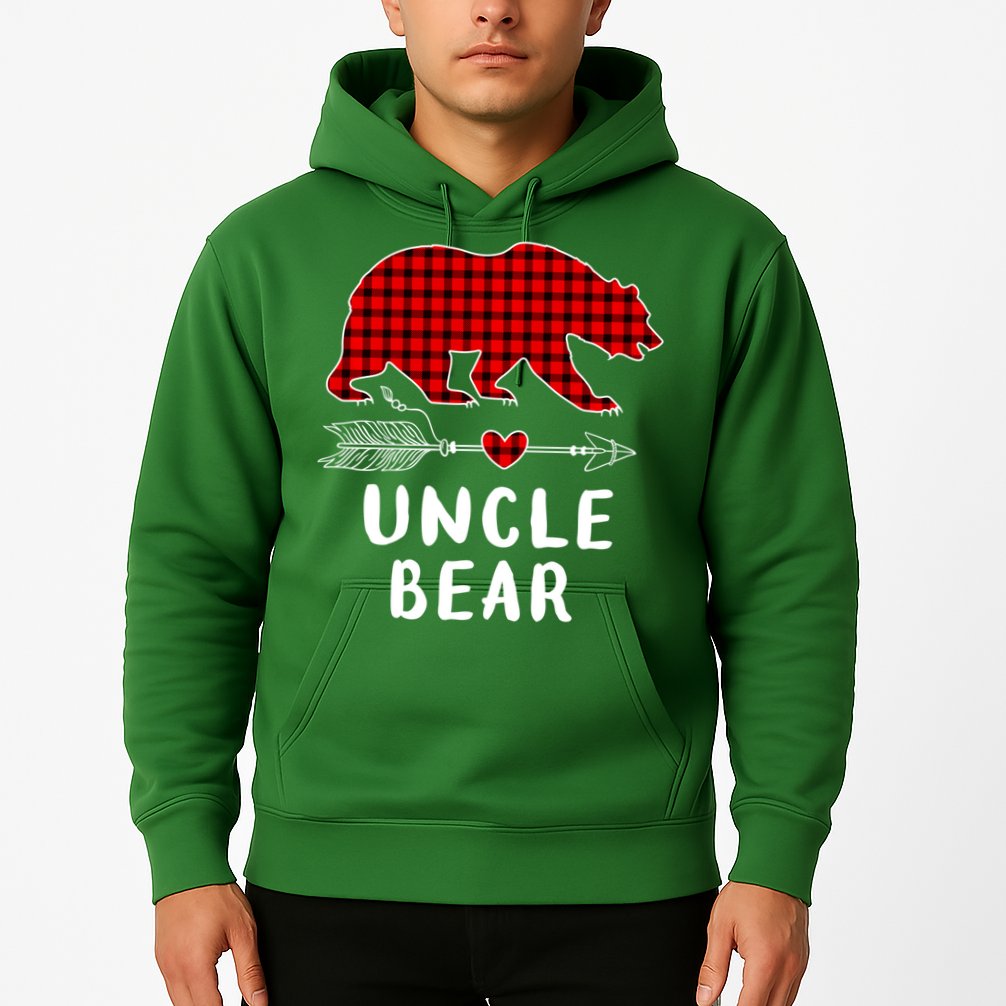 Uncle Bear Christmas Pajama Red Plaid Buffalo Xmas Hoodie