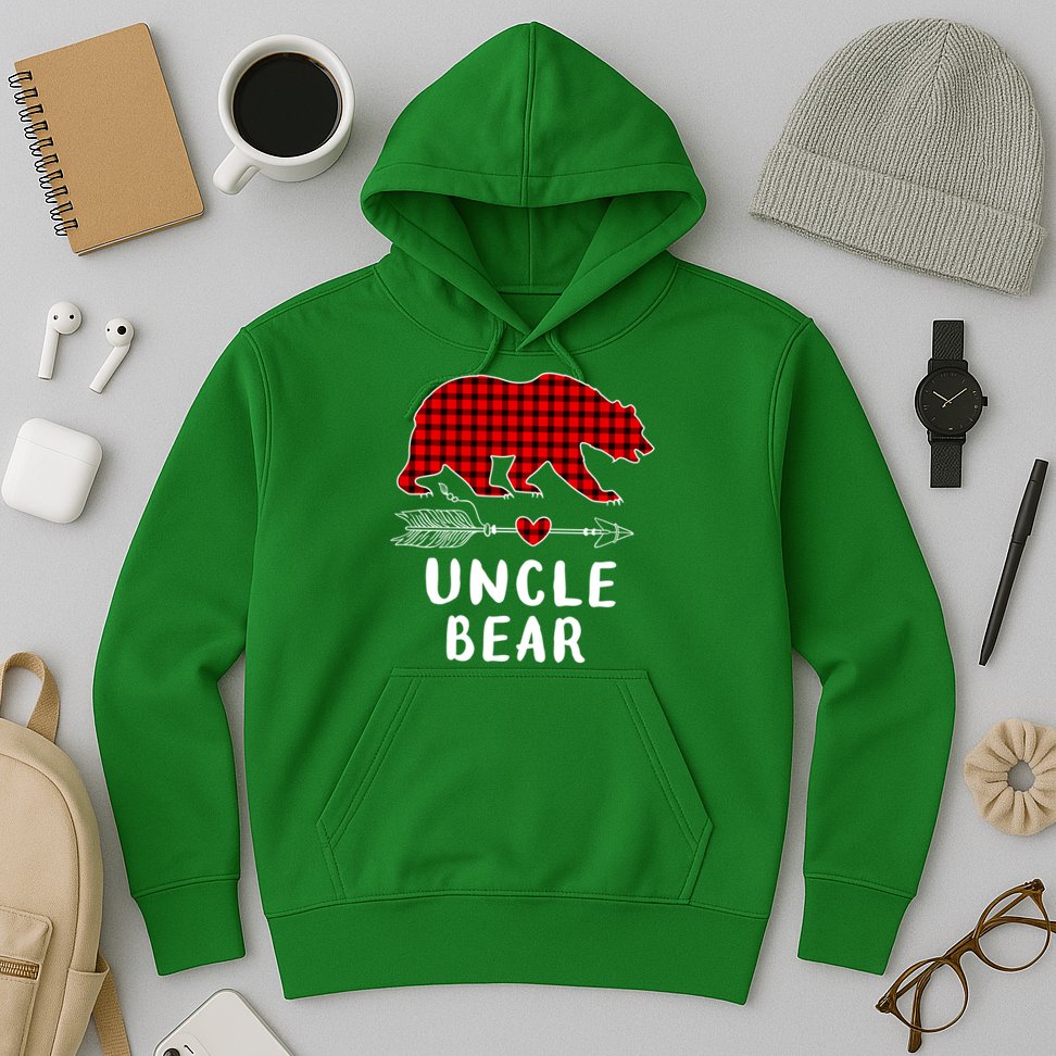 Uncle Bear Christmas Pajama Red Plaid Buffalo Xmas Hoodie