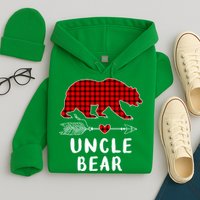 Uncle Bear Christmas Pajama Red Plaid Buffalo Xmas Hoodie
