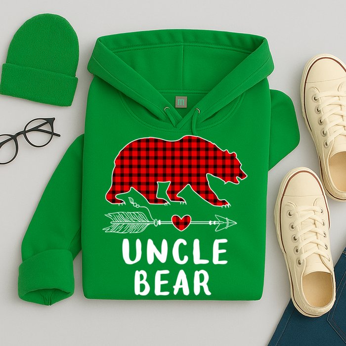Uncle Bear Christmas Pajama Red Plaid Buffalo Xmas Hoodie