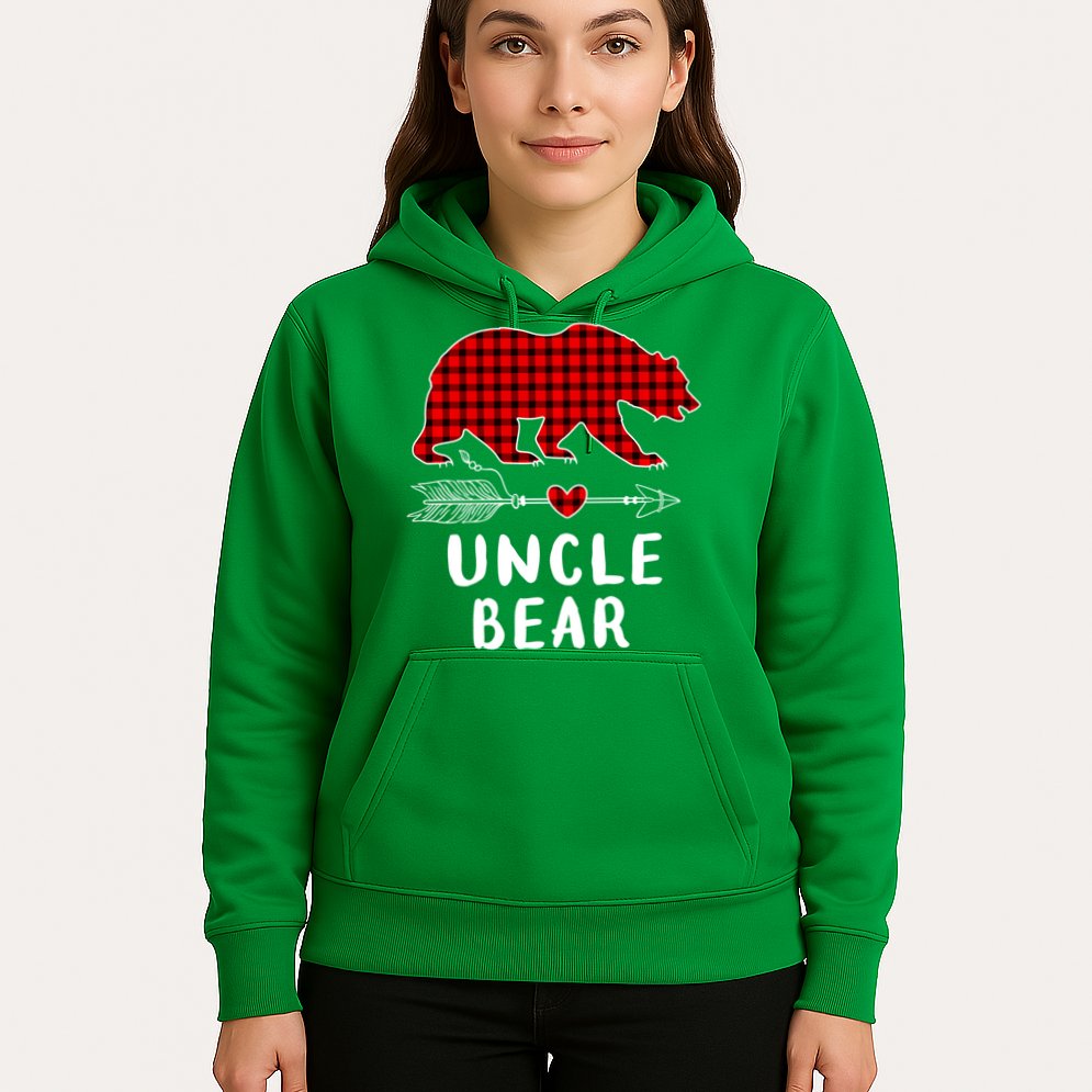 Uncle Bear Christmas Pajama Red Plaid Buffalo Xmas Hoodie