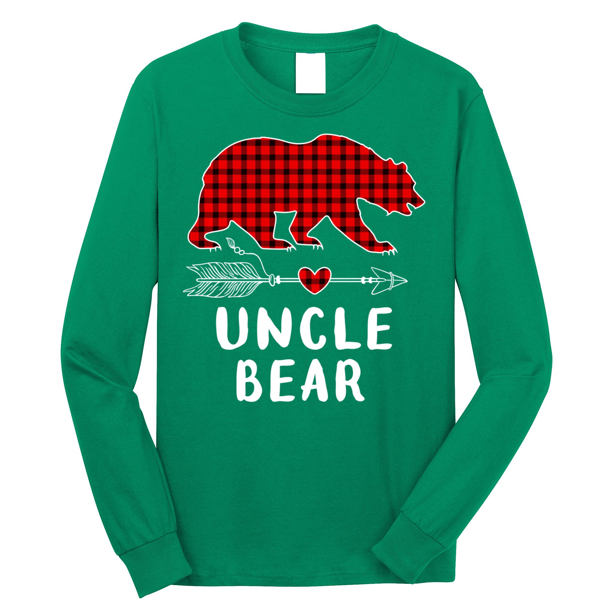 Uncle Bear Christmas Pajama Red Plaid Buffalo Xmas Long Sleeve Shirt