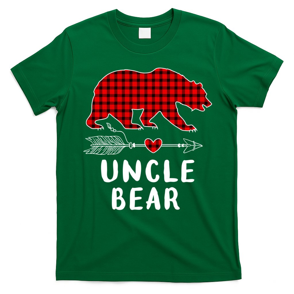 Uncle Bear Christmas Pajama Red Plaid Buffalo Xmas T-Shirt
