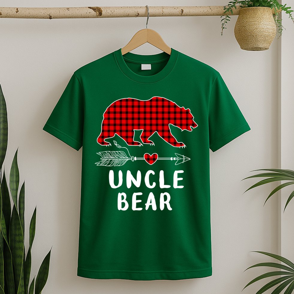 Uncle Bear Christmas Pajama Red Plaid Buffalo Xmas T-Shirt