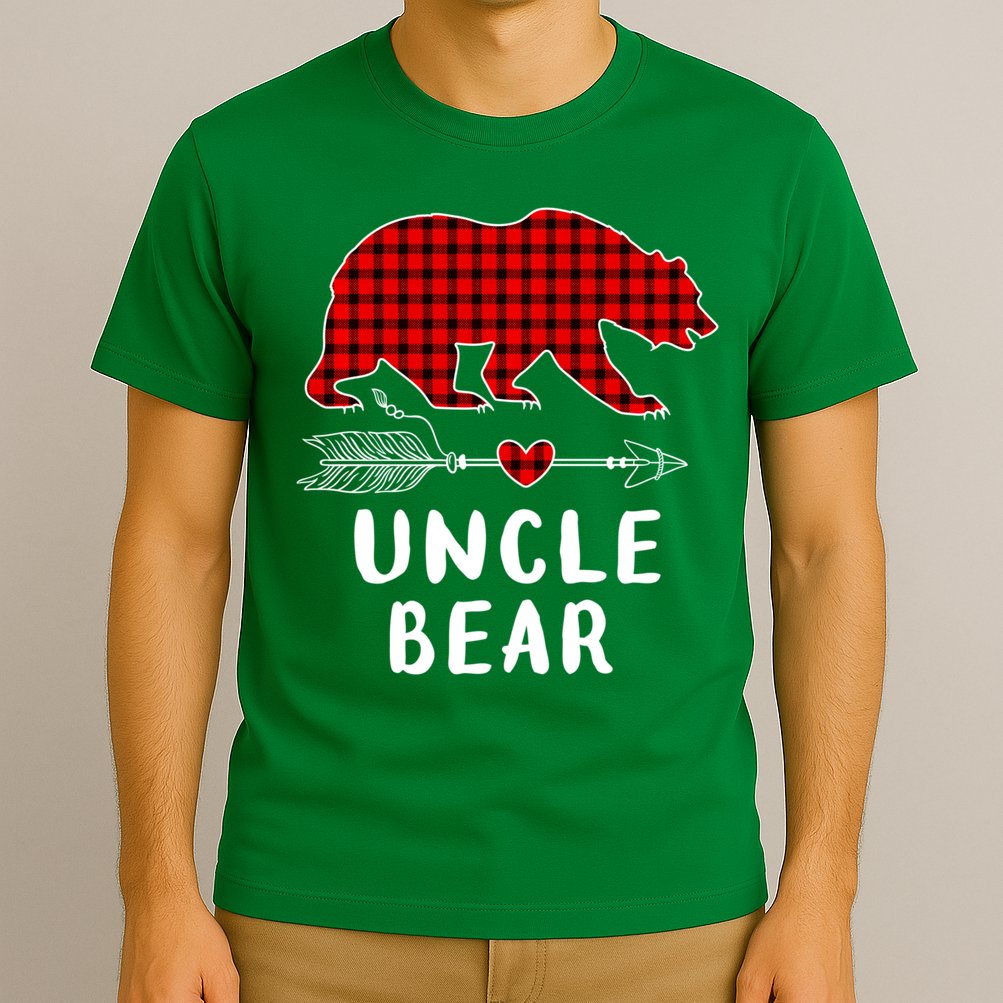 Uncle Bear Christmas Pajama Red Plaid Buffalo Xmas T-Shirt
