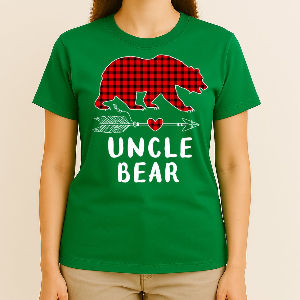 Uncle Bear Christmas Pajama Red Plaid Buffalo Xmas T-Shirt
