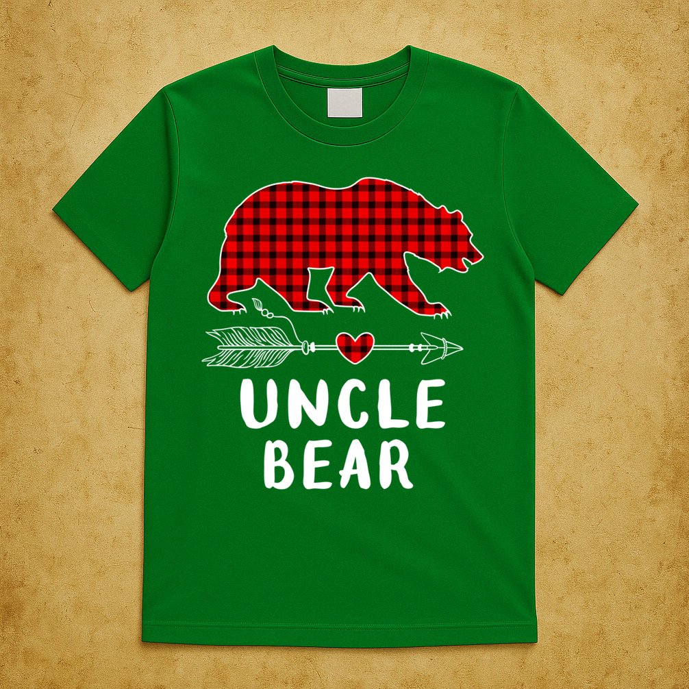 Uncle Bear Christmas Pajama Red Plaid Buffalo Xmas T-Shirt