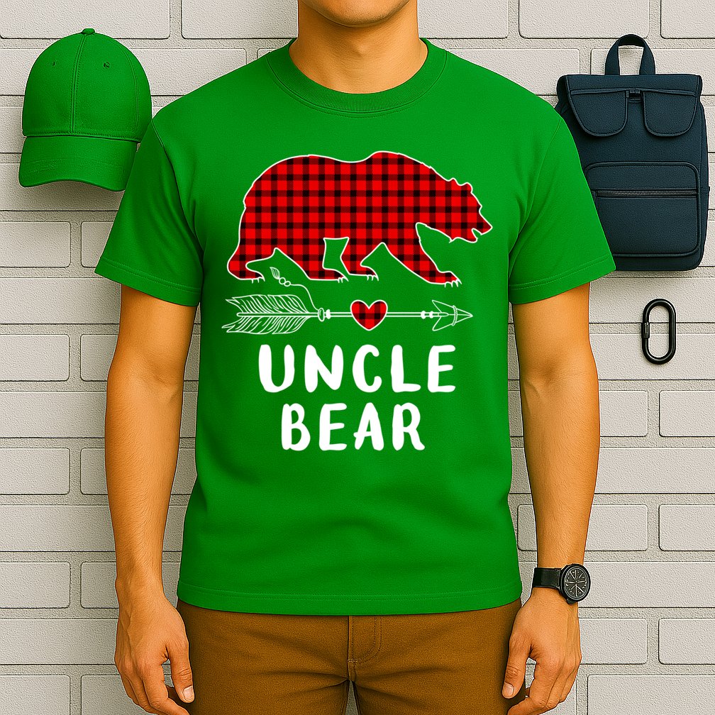 Uncle Bear Christmas Pajama Red Plaid Buffalo Xmas T-Shirt