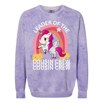 Unicorn Best Cousin Crew Christmas Leader Of The Cousin Crew Gift Colorblast Crewneck Sweatshirt