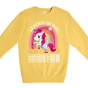 Unicorn Best Cousin Crew Christmas Leader Of The Cousin Crew Gift Premium Crewneck Sweatshirt