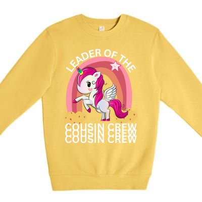 Unicorn Best Cousin Crew Christmas Leader Of The Cousin Crew Gift Premium Crewneck Sweatshirt