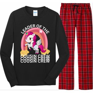 Unicorn Best Cousin Crew Christmas Leader Of The Cousin Crew Gift Long Sleeve Pajama Set