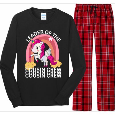 Unicorn Best Cousin Crew Christmas Leader Of The Cousin Crew Gift Long Sleeve Pajama Set