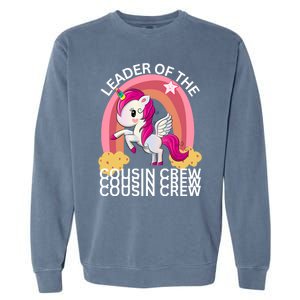 Unicorn Best Cousin Crew Christmas Leader Of The Cousin Crew Gift Garment-Dyed Sweatshirt