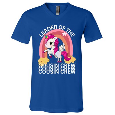 Unicorn Best Cousin Crew Christmas Leader Of The Cousin Crew Gift V-Neck T-Shirt