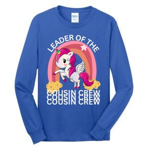 Unicorn Best Cousin Crew Christmas Leader Of The Cousin Crew Gift Tall Long Sleeve T-Shirt