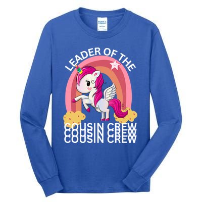 Unicorn Best Cousin Crew Christmas Leader Of The Cousin Crew Gift Tall Long Sleeve T-Shirt