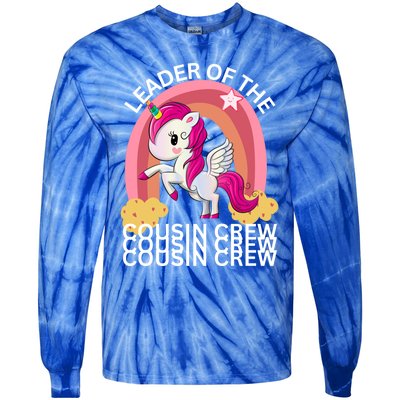 Unicorn Best Cousin Crew Christmas Leader Of The Cousin Crew Gift Tie-Dye Long Sleeve Shirt