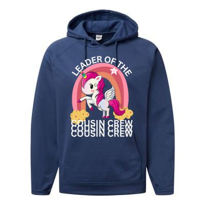 Unicorn Best Cousin Crew Christmas Leader Of The Cousin Crew Gift Performance Fleece Hoodie