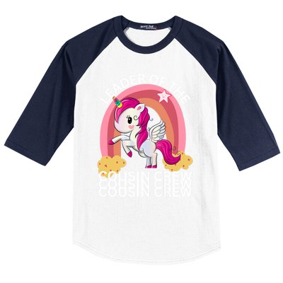 Unicorn Best Cousin Crew Christmas Leader Of The Cousin Crew Gift Baseball Sleeve Shirt