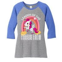 Unicorn Best Cousin Crew Christmas Leader Of The Cousin Crew Gift Women's Tri-Blend 3/4-Sleeve Raglan Shirt