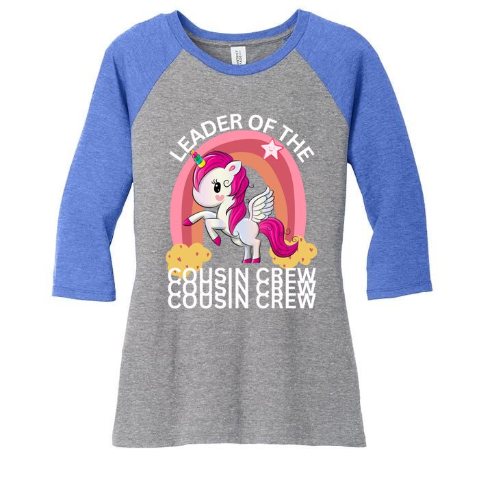 Unicorn Best Cousin Crew Christmas Leader Of The Cousin Crew Gift Women's Tri-Blend 3/4-Sleeve Raglan Shirt