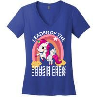 Unicorn Best Cousin Crew Christmas Leader Of The Cousin Crew Gift Women's V-Neck T-Shirt