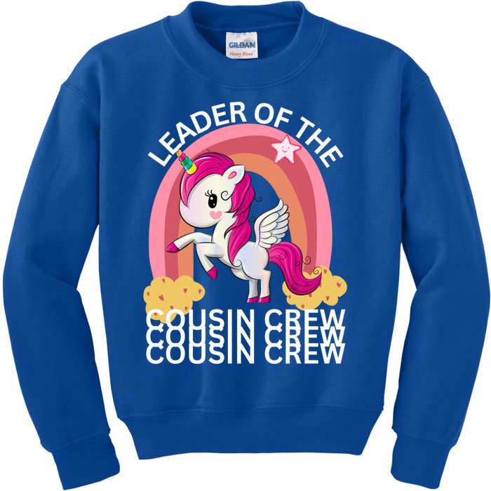 Unicorn Best Cousin Crew Christmas Leader Of The Cousin Crew Gift Kids Sweatshirt